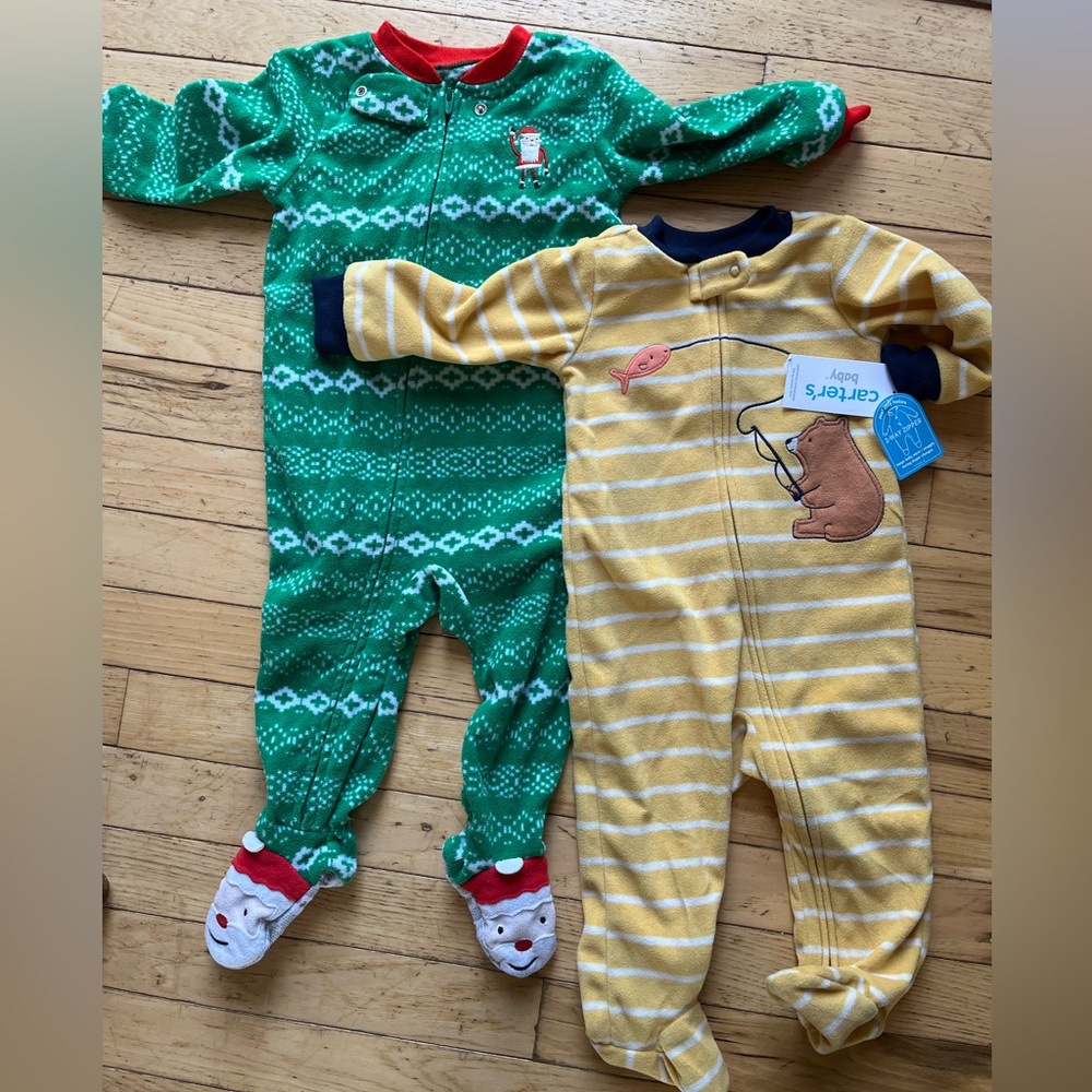 Carters fleece winter onesie pajamas 9 & 12 months